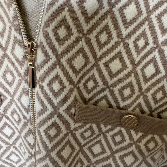 H by Halston Diamond Geometric Knit Zip-Front Jacket M EUC - Picture 4 of 8